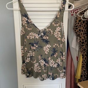 Green floral tank top from American eagle